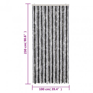 Perdea pentru insecte, gri și negru, 100x230 cm, chenille - Img 6