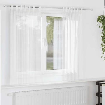 Perdele Voile cu buzunare pentru bare 2 buc Alb - Img 1