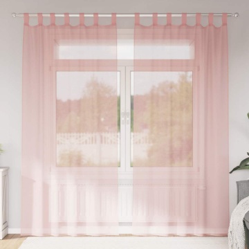 Perdele Voile cu buzunare pentru bare 2 buc Roz - Img 1
