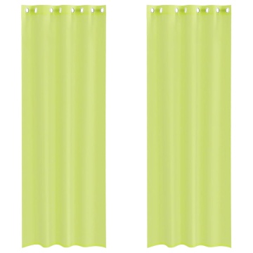 Perdele Voile cu Oeje 2 buc Verde măr 140x300 cm - Img 2