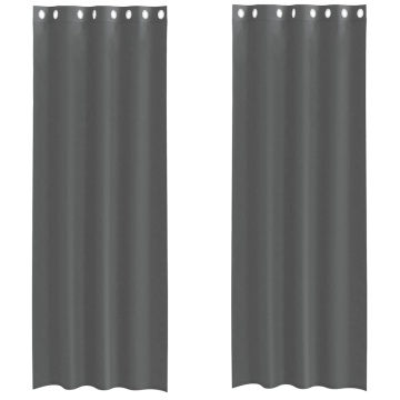 Perdele Voile cu Oelii 2 buc Gri Inchis 140x300 cm - Img 2