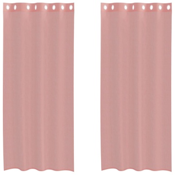 Perdele Voile cu Oelii 2 buc Roz 140x245 cm - Img 2