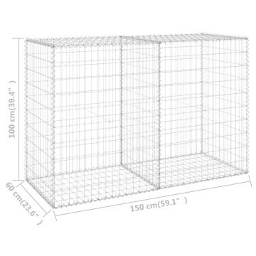 Perete gabion cu capace, 150 x 60 x 100 cm, oțel galvanizat - Img 7
