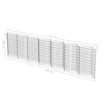 Perete gabion, oțel galvanizat, 450 x 30 x 100 cm - Img 8