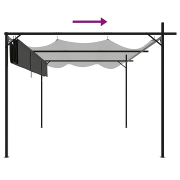 Pergola cu acoperiș retractabil, antracit, 395x292x230 cm - Img 5