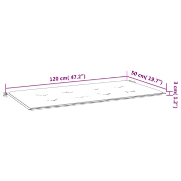 Pernă bancă de grădină model frunze, 120x50x3 cm, textil oxford - Img 6