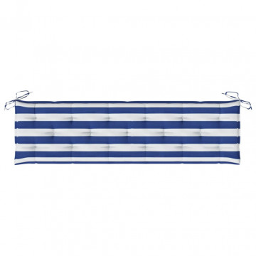Pernă de bancă, dungi albastre și albe, 180x50x7 cm, textil - Img 8