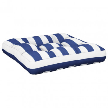 Pernă de paleți, dungi albastru/alb, 60x60x12 cm, textil - Img 4