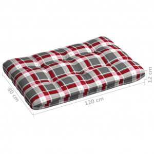 Pernă de paleți, roșu carouri, 120 x 80 x 12 cm material textil - Img 5