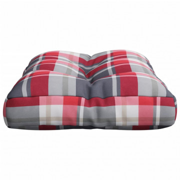 Pernă pentru canapea din paleți, roșu carouri, 60 x 40 x 10 cm - Img 5