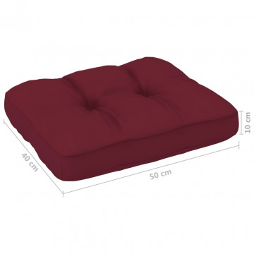 Pernă pentru canapea din paleți, roșu vin, 50 x 40 x 10 cm - Img 3