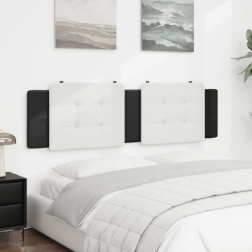 Pernă pentru tăblie pat, alb și negru, 180cm, piele artificială - Img 3