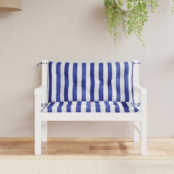 Perne bancă grădină, 2 buc., albastru&alb, 100x50x7 cm, textil - Img 3