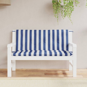 Perne bancă grădină, 2 buc., albastru&alb, 120x50x7 cm, textil - Img 1
