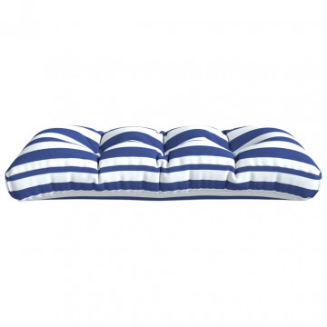 Perne canapea paleți, dungi albastru/alb, 120x40x12 cm , textil - Img 4