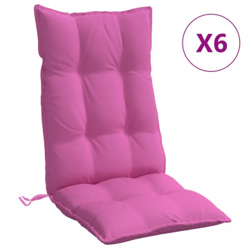 Perne de scaun cu spătar înalt, 6 buc, roz, țesătură Oxford - Img 2