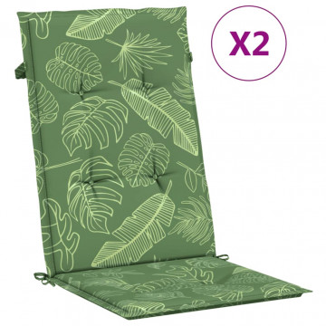 Perne de scaun spătar înalt, 2 buc., model frunze, textil - Img 2