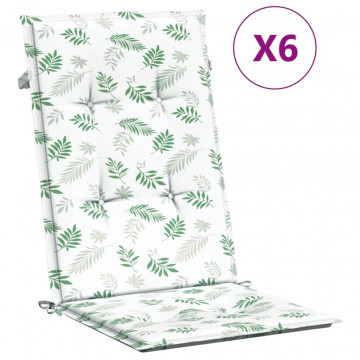 Perne de scaun spătar înalt, 6 buc., model frunze, textil - Img 2