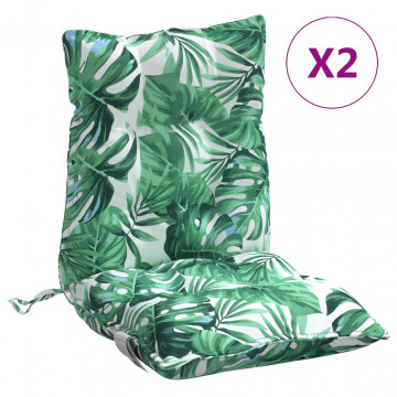 Perne de scaun spătar jos, 2 buc., model frunze, textil oxford - Img 2
