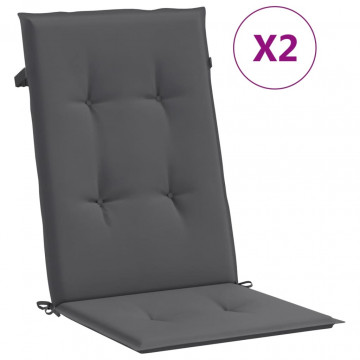 Perne scaun cu spătar înalt, 2 buc. antracit 120x50x3 cm textil - Img 2