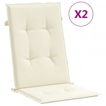 Perne scaun cu spătar înalt, 2 buc., crem, 120x50x3 cm, textil - Img 2