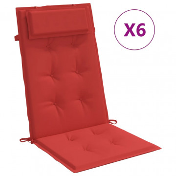 Perne scaun cu spătar înalt, 6 buc, roșu, țesătură Oxford - Img 2