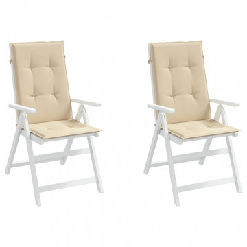 Perne scaun spătar înalt, 2 buc., bej, 120x50x3 cm, textil - Img 3
