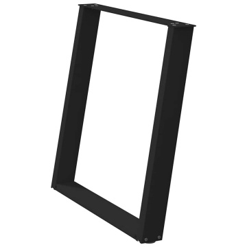 Picioare pentru masă în formă U 2 buc Negru 70x(72-73) cm Oțel - Img 4