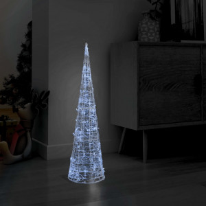 Piramidă decorativă acrilică con lumină LED alb rece 90 cm - Img 1