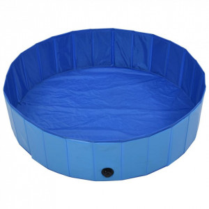 Piscină pentru câini pliabilă, albastru, 120 x 30 cm, PVC - Img 4