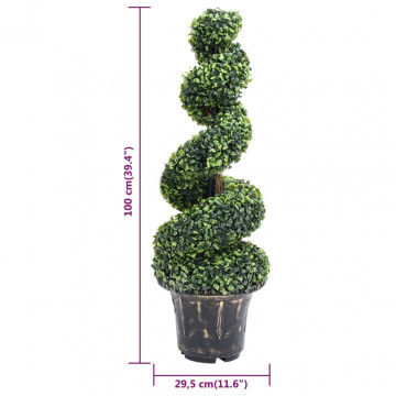 Plantă artificială de cimișir cu ghiveci, verde, 100cm, spirală - Img 5