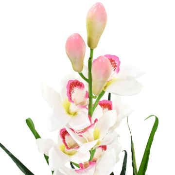Plantă artificială Orhidee Cymbidium cu ghiveci 100 cm verde - Img 2