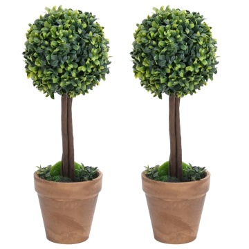 Plante artificiale cimișir cu ghiveci, 2 buc. verde 41 cm minge - Img 1