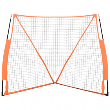 Plasă baseball portabilă portocaliu/negru 183x182x183cm oțel/PE - Img 3