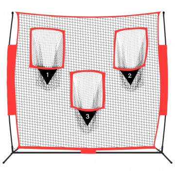 Plasă de baseball portabilă negru/roșu 183x105x183 cm poliester - Img 3