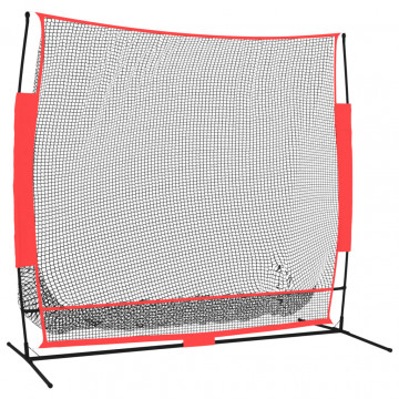 Plasă de baseball portabilă negru/roșu 215x107x216 cm poliester - Img 2