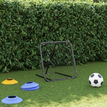 Plasă de ricoșeu fotbal, reglabilă, negru, 84x73x60-80 cm, oțel - Img 3