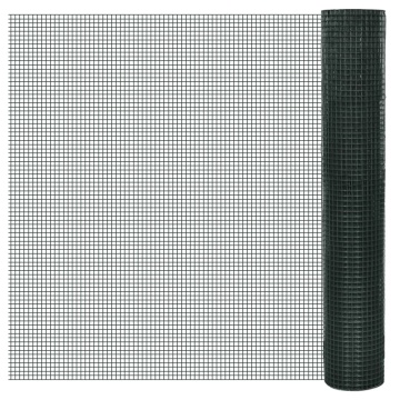 Plasă de sârmă găini, verde, 25 x 1 m, oțel galvanizat cu PVC - Img 1