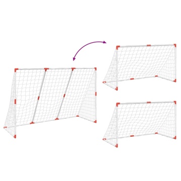 Poartă de fotbal pentru copii cu mingi 2-în-1 alb 184x64x124 cm - Img 7