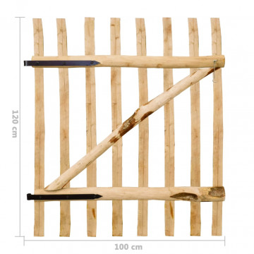 Poartă de gard, lemn de alun 100x120 cm - Img 5