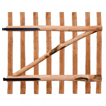 Poartă de gard simplă, din lemn de alun, 100x90 cm - Img 2