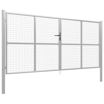 Poartă de grădină, argintiu, 415 x 200 cm, oțel galvanizat - Img 2
