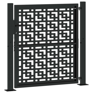Poartă de grădină neagră 105x105 cm Design în cruce de oțel - Img 5