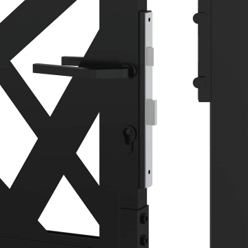 Poarta de gradina neagra 105x155 cm Design cu lumina din otel - Img 7