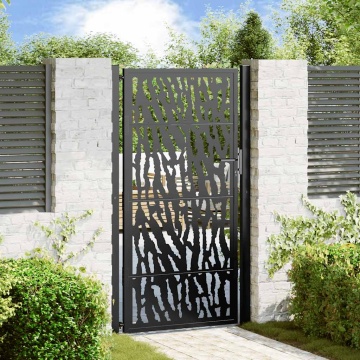 Poarta de gradina neagra 105x180 cm Design cu urme din otel - Img 1