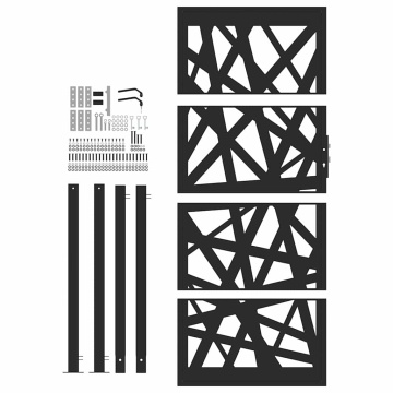 Poarta de gradina neagra 105x205 cm Design cu lumina din otel - Img 4