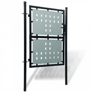 Poartă pentru gard simplă, negru, 100 x 175 cm - Img 2