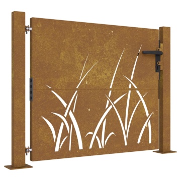Poartă pentru grădină, 105x105 cm, oțel corten, model iarbă - Img 2