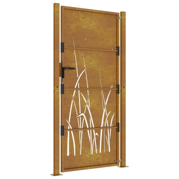 Poartă pentru grădină, 105x205 cm, oțel corten, model iarbă - Img 8