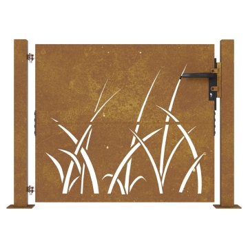 Poartă pentru grădină, 105x80 cm, oțel corten, model iarbă - Img 4